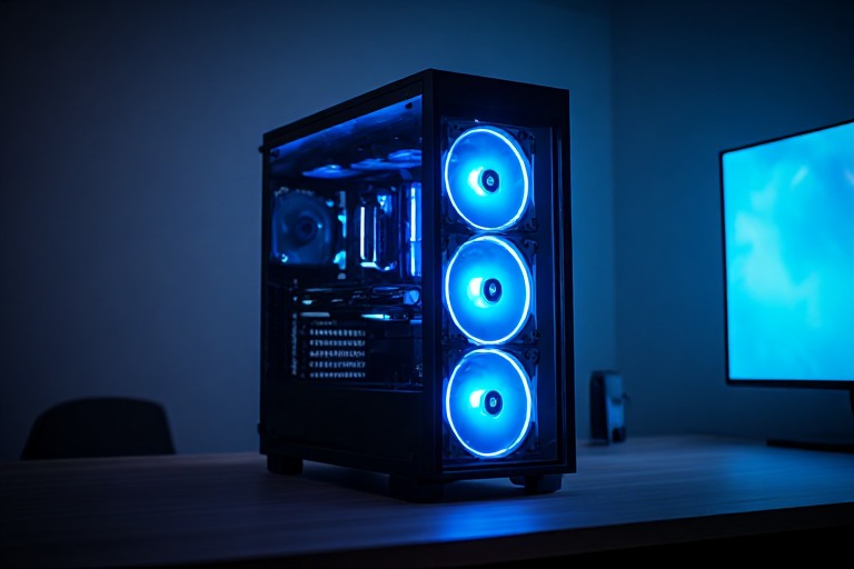 Fiber Bilgisayar Bursa mağazasında sergilenen RGB aydınlatmalı toplama oyun bilgisayarı